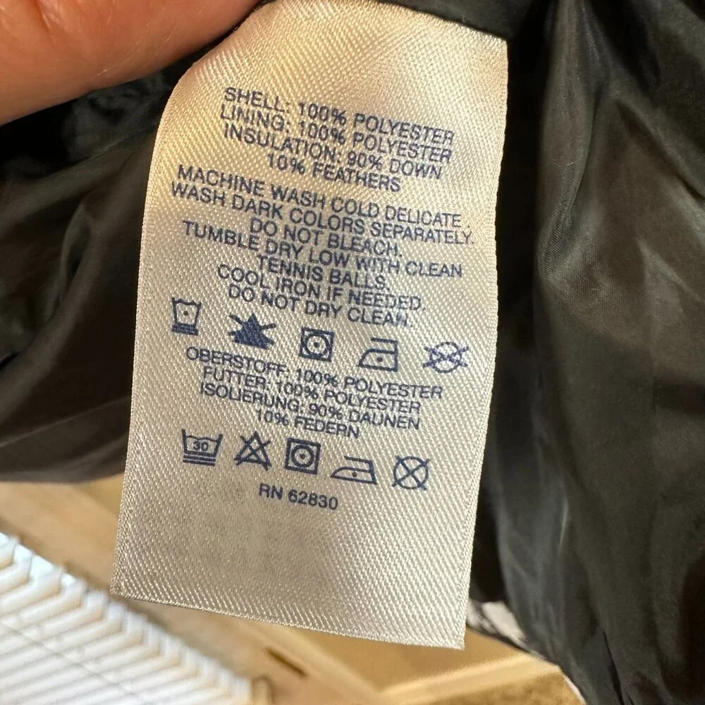 Land's End Black and White Dragon Tooth Down Filled Puffer jacket, size M, 10-12 - Picture 4 of 9